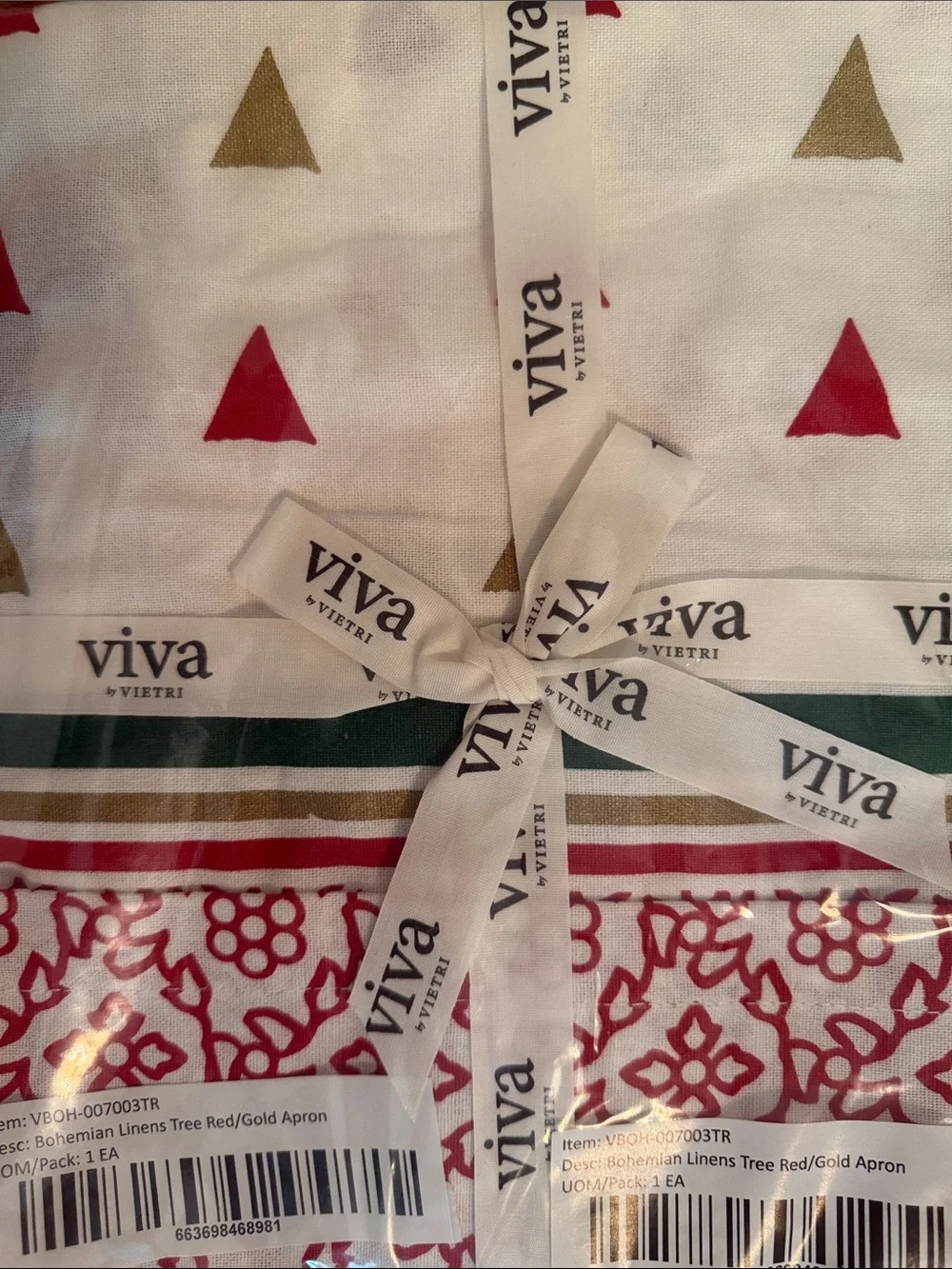 Viva by Vietri Red & Gold Holiday Tree Apron